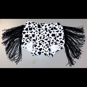 Cow print Bummies with fringe